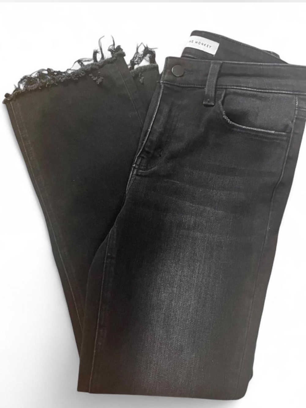 Flying Monkey Black Raw Hem Crop Flare Jeans Size 27 NWOT.